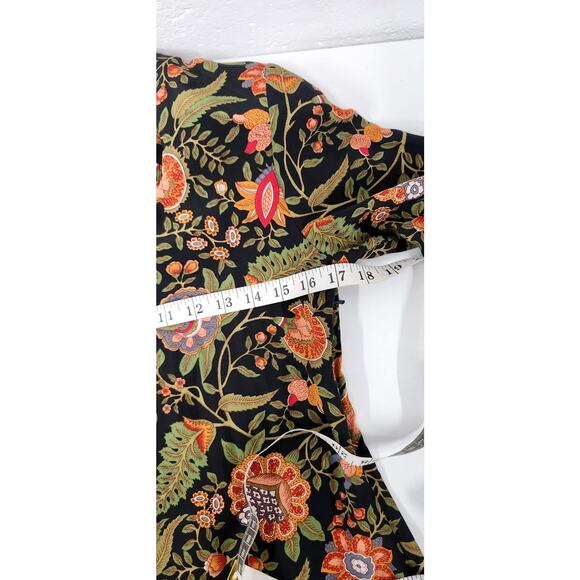 The J.Peterman Company Vintage 100% Silk Floral Long Sleeve Maxi Tunic, Size 2 - Picture 8 of 11